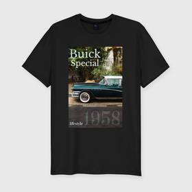 Мужская футболка хлопок Slim с принтом Buick Special обложка журнала ретро в Белгороде, 92% хлопок, 8% лайкра | приталенный силуэт, круглый вырез ворота, длина до линии бедра, короткий рукав | 