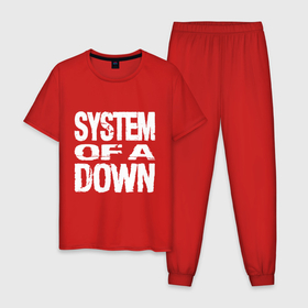 Мужская пижама хлопок с принтом SoD   System of a Down в Кировске, 100% хлопок | брюки и футболка прямого кроя, без карманов, на брюках мягкая резинка на поясе и по низу штанин
 | 