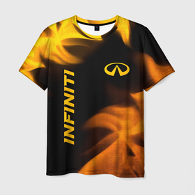 Мужская футболка 3D с принтом Infiniti   gold gradient: надпись, символ в Кировске, 100% полиэфир | прямой крой, круглый вырез горловины, длина до линии бедер | 