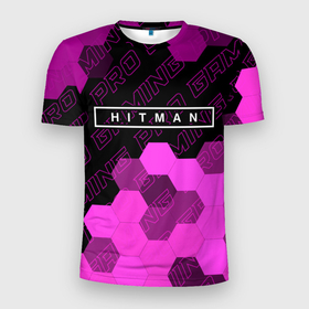 Мужская футболка 3D Slim с принтом Hitman pro gaming: символ сверху в Курске, 100% полиэстер с улучшенными характеристиками | приталенный силуэт, круглая горловина, широкие плечи, сужается к линии бедра | 