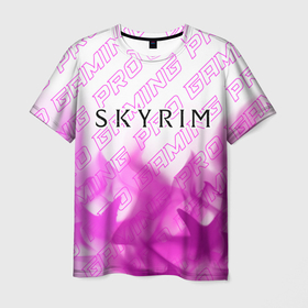 Мужская футболка 3D с принтом Skyrim pro gaming: символ сверху в Курске, 100% полиэфир | прямой крой, круглый вырез горловины, длина до линии бедер | 