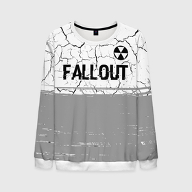 Мужской свитшот 3D с принтом Fallout glitch на светлом фоне: символ сверху в Екатеринбурге, 100% полиэстер с мягким внутренним слоем | круглый вырез горловины, мягкая резинка на манжетах и поясе, свободная посадка по фигуре | 