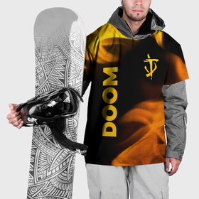 Накидка на куртку 3D с принтом Doom   gold gradient: надпись, символ в Курске, 100% полиэстер |  | 