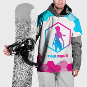 Накидка на куртку 3D с принтом Tomb Raider neon gradient style в Курске, 100% полиэстер |  | 