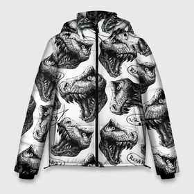 Мужская зимняя куртка 3D с принтом Тиранозавр Рекс в Тюмени, верх — 100% полиэстер; подкладка — 100% полиэстер; утеплитель — 100% полиэстер | длина ниже бедра, свободный силуэт Оверсайз. Есть воротник-стойка, отстегивающийся капюшон и ветрозащитная планка. 

Боковые карманы с листочкой на кнопках и внутренний карман на молнии. | Тематика изображения на принте: 