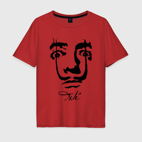 Мужская футболка хлопок Oversize с принтом Dali face в Курске, 100% хлопок | свободный крой, круглый ворот, “спинка” длиннее передней части | Тематика изображения на принте: 