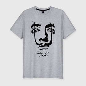 Мужская футболка хлопок Slim с принтом Dali face в Курске, 92% хлопок, 8% лайкра | приталенный силуэт, круглый вырез ворота, длина до линии бедра, короткий рукав | Тематика изображения на принте: 