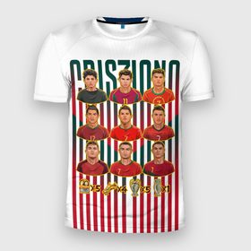 Мужская футболка 3D Slim с принтом Эволюция Криштиану Роналду сборная Португалии 7 в Белгороде, 100% полиэстер с улучшенными характеристиками | приталенный силуэт, круглая горловина, широкие плечи, сужается к линии бедра | Тематика изображения на принте: 