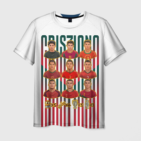 Мужская футболка 3D с принтом Эволюция Криштиану Роналду сборная Португалии 7 в Екатеринбурге, 100% полиэфир | прямой крой, круглый вырез горловины, длина до линии бедер | 