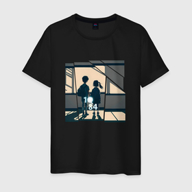 Мужская футболка хлопок с принтом Харуки Мураками Тэнго и Аомаме в детстве в классе в Кировске, 100% хлопок | прямой крой, круглый вырез горловины, длина до линии бедер, слегка спущенное плечо. | 