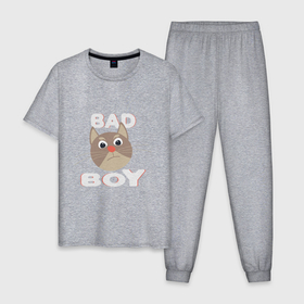 Мужская пижама хлопок с принтом Bad boy надпись плохой мальчик в Курске, 100% хлопок | брюки и футболка прямого кроя, без карманов, на брюках мягкая резинка на поясе и по низу штанин
 | 
