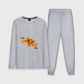 Мужская пижама с лонгсливом хлопок с принтом Пицца с куринными крылышками в Курске,  |  | 
