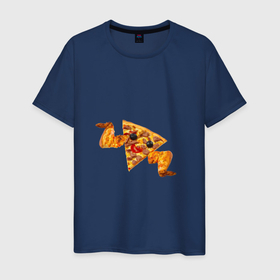 Мужская футболка хлопок с принтом Пицца с куринными крылышками в Новосибирске, 100% хлопок | прямой крой, круглый вырез горловины, длина до линии бедер, слегка спущенное плечо. | 