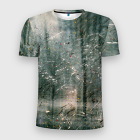 Мужская футболка 3D Slim с принтом Тени деревьев и краски в Белгороде, 100% полиэстер с улучшенными характеристиками | приталенный силуэт, круглая горловина, широкие плечи, сужается к линии бедра | 