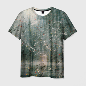 Мужская футболка 3D с принтом Тени деревьев и краски в Курске, 100% полиэфир | прямой крой, круглый вырез горловины, длина до линии бедер | 
