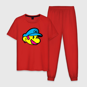 Мужская пижама хлопок с принтом Марио готов в Петрозаводске, 100% хлопок | брюки и футболка прямого кроя, без карманов, на брюках мягкая резинка на поясе и по низу штанин
 | Тематика изображения на принте: 