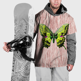 Накидка на куртку 3D с принтом Бабочка махаон на абстрактном фоне в Новосибирске, 100% полиэстер |  | 