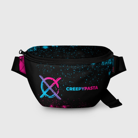 Поясная сумка 3D с принтом CreepyPasta   neon gradient: надпись и символ в Санкт-Петербурге, 100% полиэстер | плотная ткань, ремень с регулируемой длиной, внутри несколько карманов для мелочей, основное отделение и карман с обратной стороны сумки застегиваются на молнию | 