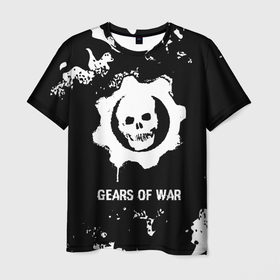 Мужская футболка 3D с принтом Gears of War glitch на темном фоне в Санкт-Петербурге, 100% полиэфир | прямой крой, круглый вырез горловины, длина до линии бедер | Тематика изображения на принте: 