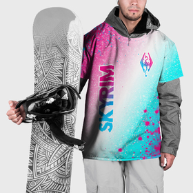 Накидка на куртку 3D с принтом Skyrim neon gradient style: надпись, символ в Петрозаводске, 100% полиэстер |  | 