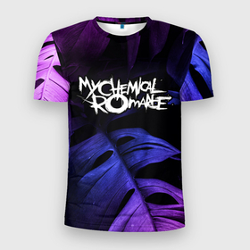 Мужская футболка 3D Slim с принтом My Chemical Romance neon monstera в Курске, 100% полиэстер с улучшенными характеристиками | приталенный силуэт, круглая горловина, широкие плечи, сужается к линии бедра | 