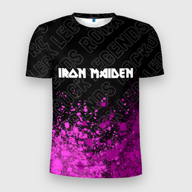 Мужская футболка 3D Slim с принтом Iron Maiden rock legends: символ сверху , 100% полиэстер с улучшенными характеристиками | приталенный силуэт, круглая горловина, широкие плечи, сужается к линии бедра | Тематика изображения на принте: 