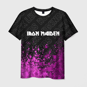 Мужская футболка 3D с принтом Iron Maiden rock legends: символ сверху в Курске, 100% полиэфир | прямой крой, круглый вырез горловины, длина до линии бедер | 