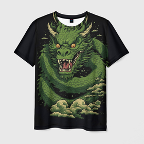 Мужская футболка 3D с принтом Злой Китайский дракон: арт нейросети в Екатеринбурге, 100% полиэфир | прямой крой, круглый вырез горловины, длина до линии бедер | 