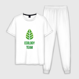 Мужская пижама хлопок с принтом Ecology Team в Курске, 100% хлопок | брюки и футболка прямого кроя, без карманов, на брюках мягкая резинка на поясе и по низу штанин
 | 