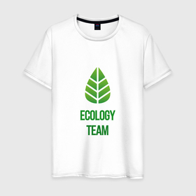Мужская футболка хлопок с принтом Ecology Team в Курске, 100% хлопок | прямой крой, круглый вырез горловины, длина до линии бедер, слегка спущенное плечо. | 