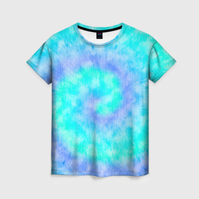Женская футболка 3D с принтом Тай дай морская волна , 100% полиэфир ( синтетическое хлопкоподобное полотно) | прямой крой, круглый вырез горловины, длина до линии бедер | 