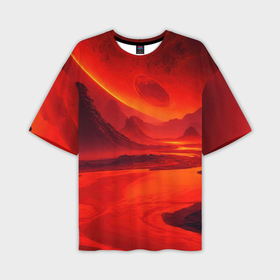 Мужская футболка oversize 3D с принтом Лавовая планета в Кировске,  |  | Тематика изображения на принте: 