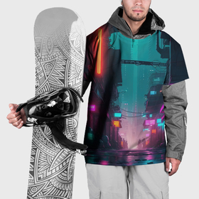 Накидка на куртку 3D с принтом Уличные задворки в Кировске, 100% полиэстер |  | Тематика изображения на принте: 