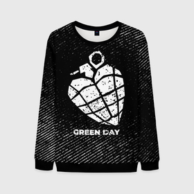 Мужской свитшот 3D с принтом Green Day с потертостями на темном фоне в Курске, 100% полиэстер с мягким внутренним слоем | круглый вырез горловины, мягкая резинка на манжетах и поясе, свободная посадка по фигуре | 