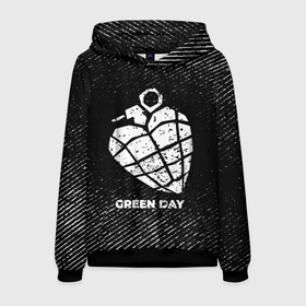 Мужская толстовка 3D с принтом Green Day с потертостями на темном фоне в Кировске, 100% полиэстер | двухслойный капюшон со шнурком для регулировки, мягкие манжеты на рукавах и по низу толстовки, спереди карман-кенгуру с мягким внутренним слоем. | 