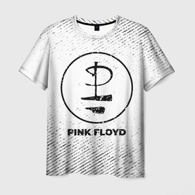 Мужская футболка 3D с принтом Pink Floyd с потертостями на светлом фоне в Петрозаводске, 100% полиэфир | прямой крой, круглый вырез горловины, длина до линии бедер | 