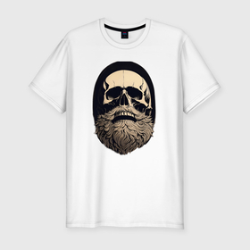 Мужская футболка хлопок Slim с принтом Винтажный  череп с бородой в Санкт-Петербурге, 92% хлопок, 8% лайкра | приталенный силуэт, круглый вырез ворота, длина до линии бедра, короткий рукав | 