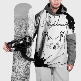 Накидка на куртку 3D с принтом Nightwish рок кот на светлом фоне в Санкт-Петербурге, 100% полиэстер |  | Тематика изображения на принте: 
