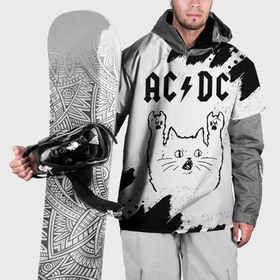 Накидка на куртку 3D с принтом AC DC рок кот на светлом фоне в Белгороде, 100% полиэстер |  | Тематика изображения на принте: 