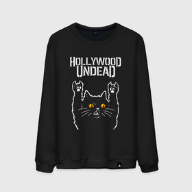 Мужской свитшот хлопок с принтом Hollywood Undead rock cat в Тюмени, 100% хлопок |  | 