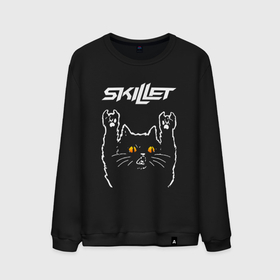 Мужской свитшот хлопок с принтом Skillet rock cat в Петрозаводске, 100% хлопок |  | 