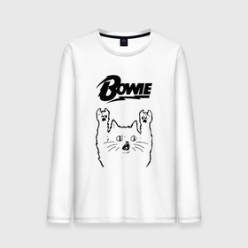 Мужской лонгслив хлопок с принтом David Bowie   rock cat в Кировске, 100% хлопок |  | 