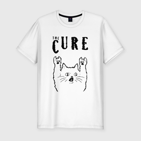 Мужская футболка хлопок Slim с принтом The Cure   rock cat в Белгороде, 92% хлопок, 8% лайкра | приталенный силуэт, круглый вырез ворота, длина до линии бедра, короткий рукав | 
