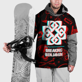 Накидка на куртку 3D с принтом Breaking Benjamin rock glitch в Санкт-Петербурге, 100% полиэстер |  | 