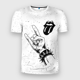 Мужская футболка 3D Slim с принтом Rolling Stones и рок символ в Белгороде, 100% полиэстер с улучшенными характеристиками | приталенный силуэт, круглая горловина, широкие плечи, сужается к линии бедра | 