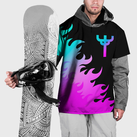 Накидка на куртку 3D с принтом Judas Priest неоновый огонь в Кировске, 100% полиэстер |  | Тематика изображения на принте: 