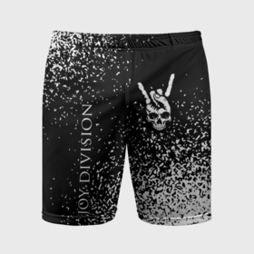 Мужские шорты спортивные с принтом Joy Division и рок символ на темном фоне ,  |  | Тематика изображения на принте: 