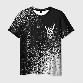 Мужская футболка 3D с принтом Joy Division и рок символ на темном фоне , 100% полиэфир | прямой крой, круглый вырез горловины, длина до линии бедер | 