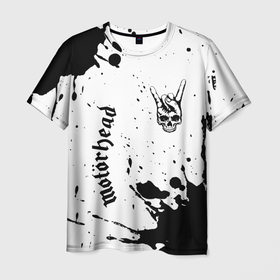 Мужская футболка 3D с принтом Motorhead и рок символ на светлом фоне в Кировске, 100% полиэфир | прямой крой, круглый вырез горловины, длина до линии бедер | 
