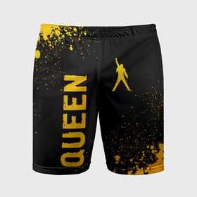 Мужские шорты спортивные с принтом Queen   gold gradient: надпись, символ в Курске,  |  | Тематика изображения на принте: 